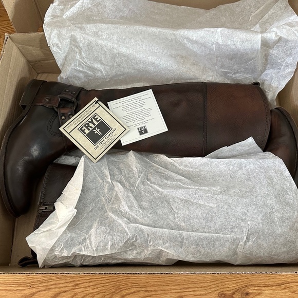 FRYE Melissa Harness Riding Boots - Size 6 - Color: Dark Brown - Picture 12 of 15